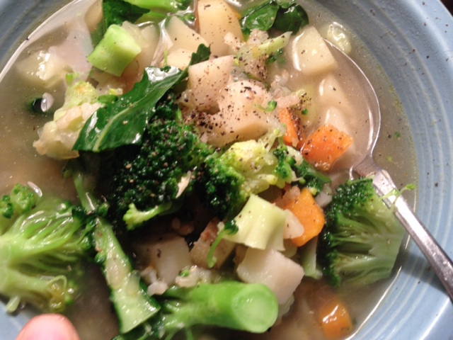 *broccoli and potato soup with brown rice