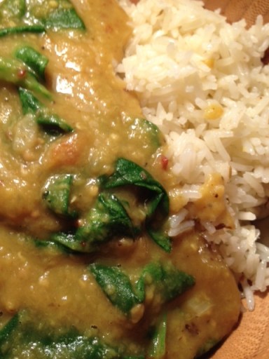 *red lentil dal with spinach