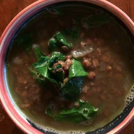 *simple lentil soup with greens