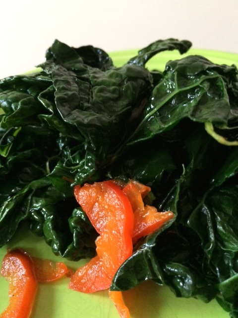 Sautéed Lacinato Kale with Garlic & Fire Ball Peppers